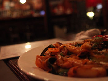Close-up of served food in plate