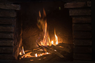 Wood burning in fireplace