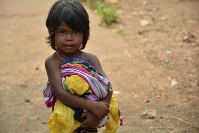 Close-up portrait of a little girl