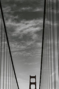 Low angle view of suspension bridge against sky golden gate