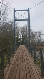 Wooden footbridge in winter