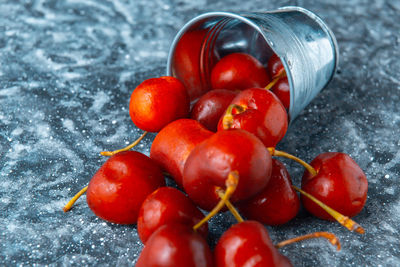 Close-up of wet cherries