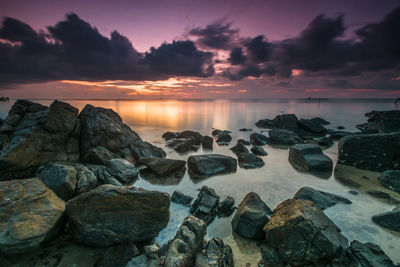 Scenic view of sea against sky during sunset