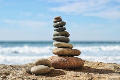 Stack of stones on beach