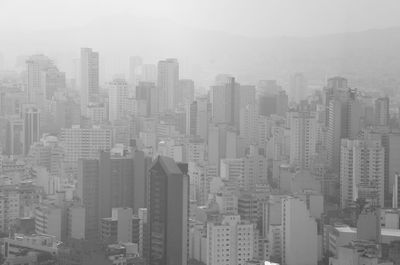 High angle shot of cityscape against clear sky