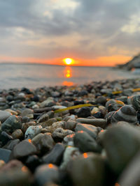 Scenic view of sea during sunset