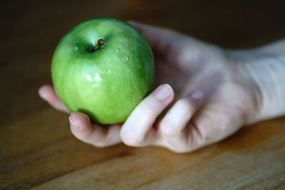 Close-up of hand holding apple