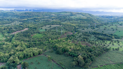 High angle view of landscape against sky