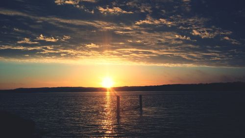 Scenic view of sunset over sea