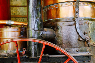 Close-up of old rusty machine part