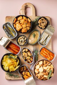 High angle view of food on table