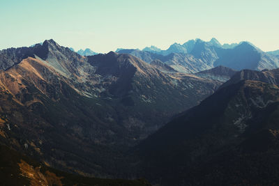 Scenic view of mountains against clear sky