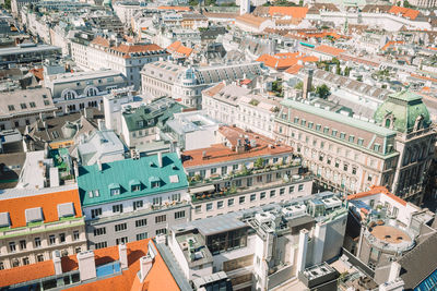 High angle view of buildings in city