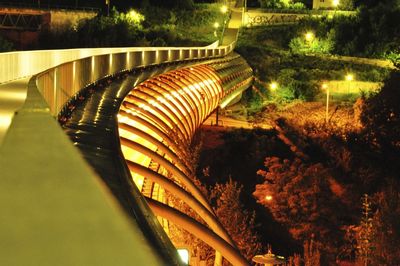 High angle view of illuminated building