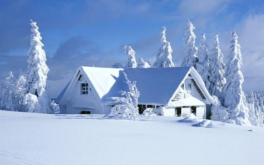 snow, winter, cold temperature, building exterior, season, architecture, weather, built structure, house, sky, covering, frozen, white color, religion, spirituality, nature, snowcapped mountain, place of worship, church