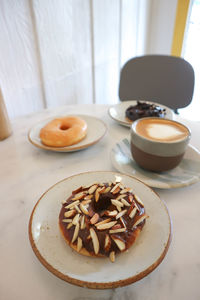 High angle view of dessert in plate on table