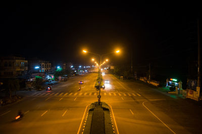 Light trails on road at night