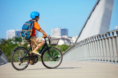 Man riding bicycle