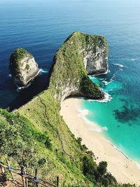 High angle view of rocks on beach