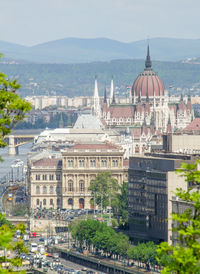 High angle view of buildings in city