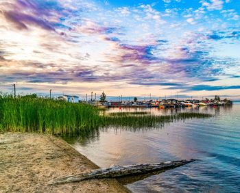 Scenic view of sea against sky during sunset