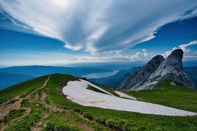 Scenic view of mountains against sky