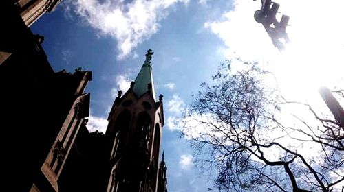 Low angle view of trees against sky