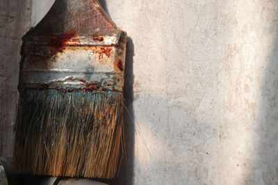 Close-up of rusty metal on wall