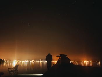 Fishing at foggy night 