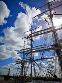 Low angle view of sailboat against sky