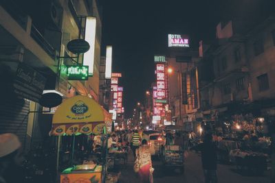 View of city street at night