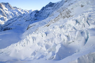 Scenic view of snow covered mountains