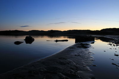 Scenic view of lake at sunset