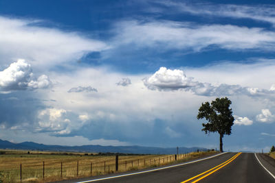 Empty road along countryside landscape