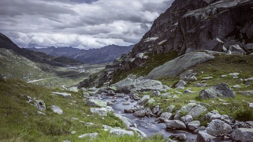 Scenic view of mountains against sky