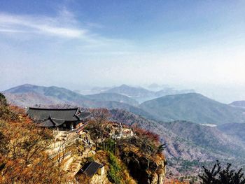 Scenic view of mountains against sky