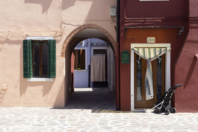 Landscape of burano with its typical colored buildings along the canal