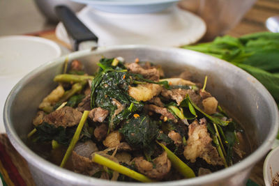 Close-up of food in bowl on table