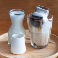 Close-up of coffee served on table