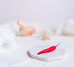 Close-up of strawberries on table