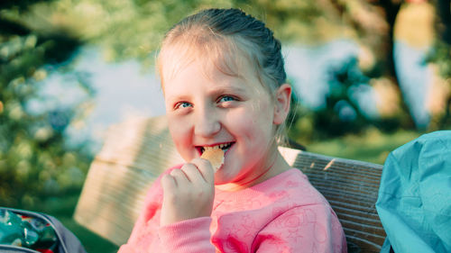 Portrait of cute girl smiling