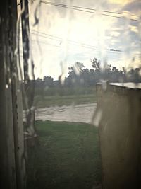 Reflection of clouds in glass window