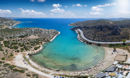 High angle view of sea against sky