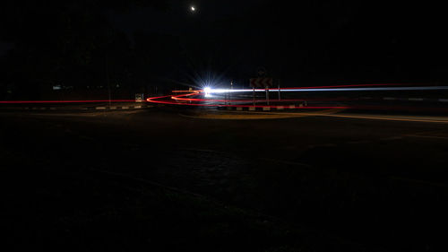 Light trails on road at night