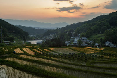 Scenic view of landscape against sky during sunset