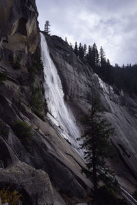 Scenic view of waterfall against sky