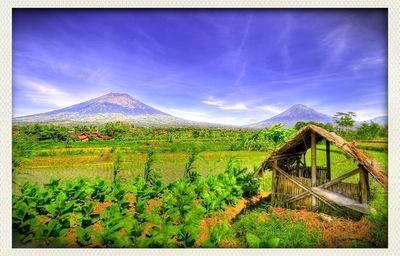 Scenic view of landscape against cloudy sky