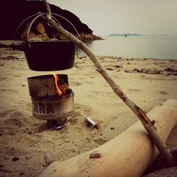 Abandoned boat on beach