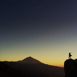 Silhouette of mountain at sunset