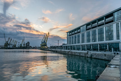 View of city at sunset